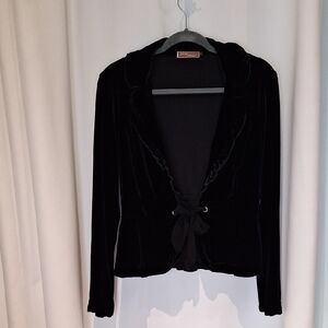 Forever, Heather Black Velvet Blazer Size Large